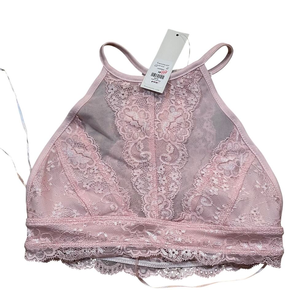 New Mi Ami Francesca’s Lace Bralette XS Blush Pink Floral Boho Halter Top